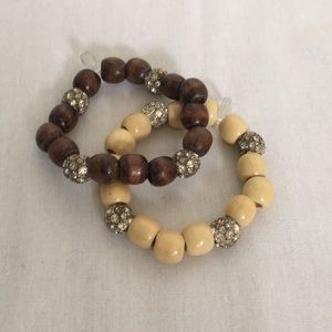 POPARAZZI Wooden Beads with Rhinestones bracelets